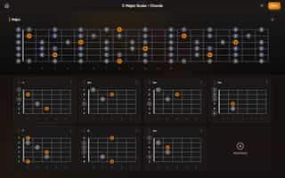 C Major scale and chords displayed on the AuralFret workboard